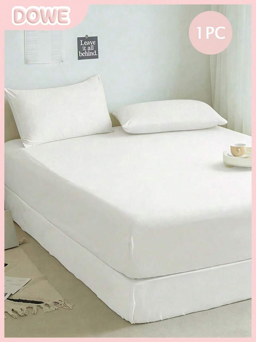 1件纯色床笠，床垫保护套，床垫罩，深口袋设计，柔软透气，适合多种床型 - 白色 - 查看 1