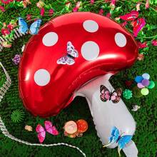 129 piezas Conjunto de corona de globos temática, incluye globos de aluminio con diseños de mariposa, seta y tablero de ajedrez, así como globos de látex metálicos en rosa, rosa, morado, amarillo y verde. Adecuado para fiestas de cumpleaños, baby shower, decoración al aire suministros para fiestas con temática de maravillas. - Multicolor - Ver 6