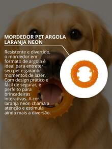 Set Of 4 Neon Pet Teething Rings, 7cm, , Durable - Orange - View 4