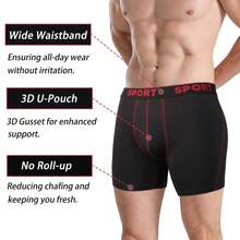 4PCS Bamboo Fiber Mens Boxer Shorts Briefs Long Legs Underpants Trunks Underwear Comfortable Pants Soft Breathable Stretch Fit