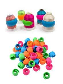 10pcs/Pack Random Color Silicone Thread Spool Locks, Suitable For Sewing Machines, Embroidery Machines, Handcraft Sewing Accessories - Multicolor - View 2