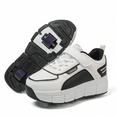 Transformable Roller Skates With Retractable Wheels For Students, Adults, Unisex, Suitable For All Seasons