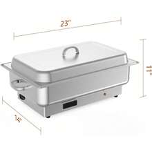 Servidores y calentadores eléctricos de buffet de platos de chafing, calentadores comerciales de alimentos de acero inoxidable con pantalla de control de temperatura de la sartén para restaurantes, fiestas y festivales - 1/1 Tamaño completo + 2 * 1/2 Medio tamaño - Ver 2