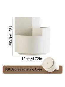 1 hộp đựng cọ trang điểm xoay sáng tạo INS dung tích lớn, hộp đựng đồ dùng văn phòng thời trang, cốc đựng bút tối giản, đồ trang trí phòng. - trắng - Xem 5