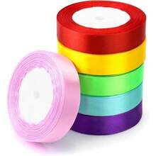 6 Rollos Liston Satinado 2.5 cm Cinta de Saten de Alta Densidad para Manualidades Color Solido 25 Yardas Ideal para Bodas Cumpleaños Ramos Decoracion de Regalos y Proyectos DIY - 6 piezas - Ver 1