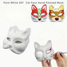 20pcs Orc Masks, White Cat Fox Masks, Blank DIY Halloween Masks, Animal Half Face Masks, Masquerade Party Cosplay - White - View 6