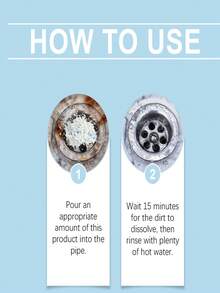 1 Pack Powerful Drain Cleaner Powder - Unclogs Kitchen And Bathroom Sinks, Toilets - Removes Grease And Debris - Essential Household Cleaning Item - Powdery - View 2