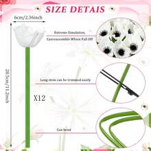 1/6/12支装，每支29厘米仿真罂粟花，适用于墙面、客厅、卧室、婚礼、派对装饰、桌面摆设。可用于家居、桌面、厨房、婚礼、餐桌、中心装饰、办公室、花园、户外、房屋、庭院装饰，适合春、夏、秋、冬四季。 - 白色 - 查看 9