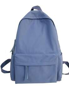 Men's School Season Canvas Simple Backpack - Men's Korean Version Backpack - Large Capacity Middle School Bag - Computer Travel Bag - Blue - View 6