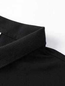 1件男友风男士柔软透气跑步、健身、高尔夫、休闲短袖Polo衫，夏季款 - 黑色 - 查看 3