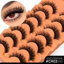 GROINNEYA 7 Pairs Cat Eye Lashes Spiked Criss-Cross Faux Mink Eyelashes Natural Look Soft Full Strip Lashes Luxury Volume Fake Eyelashes Mange Eyelashes Applicable To Dating Scenarios - Cat Eye Lashes - View 8