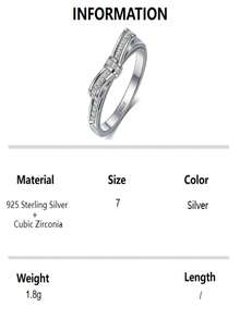 1 Stück S925 Sterling Silber Schleife Cubic Zirkonia vergoldeter Ring, modischer minimalistischer Schmuck als Geschenk für Frauen, Mütter, Freundinnen, Freunde, vielseitig für den täglichen Gebrauch - Silber - Übersicht 12