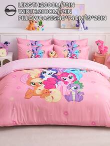 MY LITTLE PONY 2/3件套床上用品，可爱卡通图案，舒适透气，亲肤柔软，不易起球，家用纺织品，房间装饰，包含1个被套和1/2个枕套，不含被芯，适用于单人床/双人床/大号床/特大号床，四季皆宜，可机洗，精美礼品，通过OEKO-TEX认证 - 彩色 - 查看 21