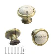 6Pcs Cabinet Knob Vintage Ceramic Drawers Knobs 35mm Round Knob Pull Handle For Furniture Kitchen Cabinet Cupboard Drawer Knobs - Multicolor - View 4