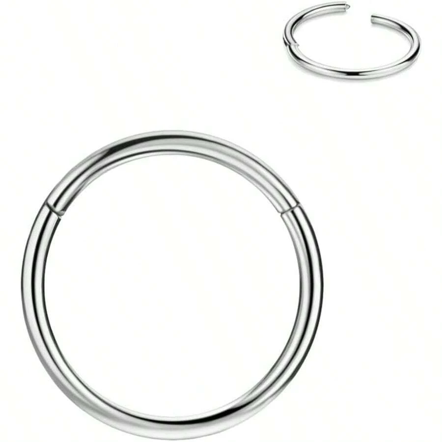 FANSING Aro de riz con bisagras de acero quirúrgico 316L 20G 18G 16G 14G 12G 10G 8G 6G diámetro de 5 mm a 22 mm oro oro rosa plata azul arcoíris - 1 unidad de plata, 14 g de diámetro, 8 mm - Ver 1