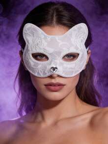 女士猫咪面具：黑色蕾丝性感猫咪舞会面具，适合女士万圣节角色扮演服装，动物头套面具，适用于派对、狂欢节、化装舞会、情人节服装 - 彩色 - 查看 4