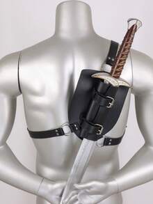 1把手持仿真剑，PU材质，剑型模型，道具武器，适用于万圣节服装、舞台表演、影视动画模拟、角色扮演，无害仿真武器