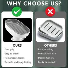 Soap Dish With Suction Cup Design, Double Drained Self Draining Soap Dish, Soap Bar Holder For Shower Bathroom Kitchen Toilet - 彩色 - 查看 10