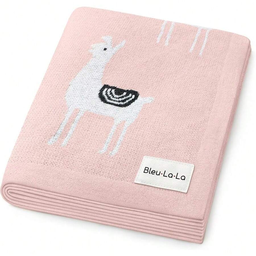 Manta Arrullo para Niños y Niñas - 100% Lujo Algodón Suave Tejido Cálido Acogedor Coche Cuna Recién Nacidos Bebés Niños Pequeños (Ciervo - Salvia) - Alpaca rosa - Ver 1