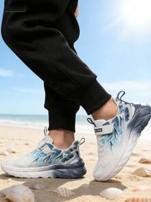 All Season Casual Sports Skateboard Shoes, For Teenagers, Campus Students, Outdoor Leisure Sports Shoes, Running Shoes, Hiking Shoes, With Hook And Loop Closure For Easy Wear, Lightweight & Breathable - Blue - View 3