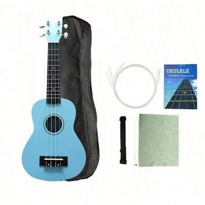 Ukulele soprano de 21 polegadas com capa, correia, livro de instruções, cordas extras, palheta e pano de limpeza. Eid Al-Adha Mubarak