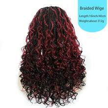 More Beautiful 16inch Full Lace Handmade Glueless Boho Knotless Box Braid Wig Short Lightweight Synthetic Wig For Women Valentine's Day - T1B-BUG# - Xem 4