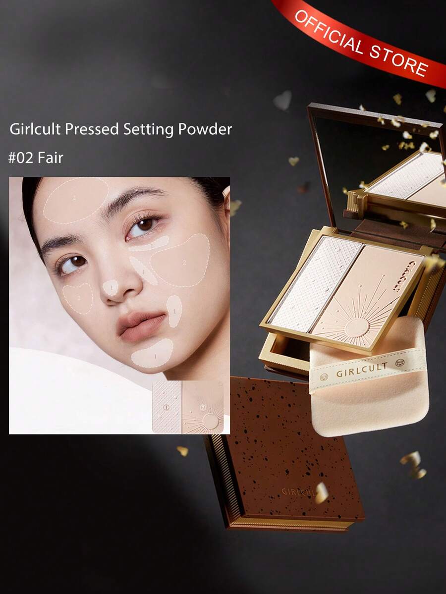 GIRLCULT Phấn phủ nén 02 Fair | Peach Chiffon Haze | Frosted Sugar Refraction | Rose Gold Foil Glow | Kết cấu Airy Breathe | Hạt làm mờ thực vật | Sản phẩm thiết yếu bỏ túi cho bữa tiệc | Bộ quà tặng thuần chay ngày lễ | 13,2g/0,47oz - 02 Hội chợ - Xem 1