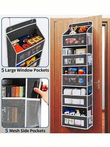 1pc Multi-Functional Over-The-Door Storage Bag, Single/Triple/Five Layer Hanging Organizer Bag With Transparent Window, Space-Saving For Home, School, Bathroom, Bedroom, Kitchen, Dorm, RV And More - Multicolor - View 6