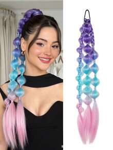Synthetic Bubble Ponytail With Hair Tie Hair Accessories Elastic Rubber Bands Hairpiece For Women 1 Pc Colored Hair Extensions - Multicolor - View 15