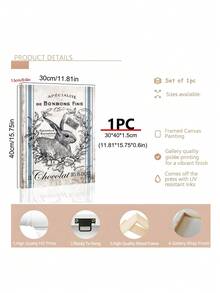 1pc Vintage French Country Easter Bunny Canvas Poster, Artistic Cartoon Wall Art, Wall Decor For Living Room, Bedroom, Kitchen, Bathroom, Spring & Winter Season, Modern Retro Style, Festival Gift, Easter Wall Art, Wall Arts, Wall Decor, Home Decor, Room Decor, Canvas Wall Art, Posters, Wall Art With Frame, Optional Frame