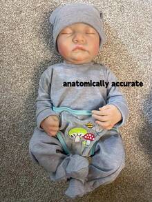 Lifelike 17"/43cm Reborn Baby Doll, Full Silicone Vinyl Girl/Boy Body Handmade Art Doll, Like A Real Baby, 3D Painted Skin, Visible Veins Vinyl Limbs, Realistic Hand Painted Hair,Anatomically Accurate - Perfect Collectible Art Doll Christmas Gift/Birthday Gift/Thanksgiving Gift - Grey - View 9