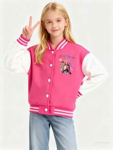 KPop Girls' Demon Hoodie Hunters  Sweatshirt, Stylish And Cute Cartoon Pattern Long-Sleeved Zip-Up Hooded Jacket - 粉紅白色 - 查看 4