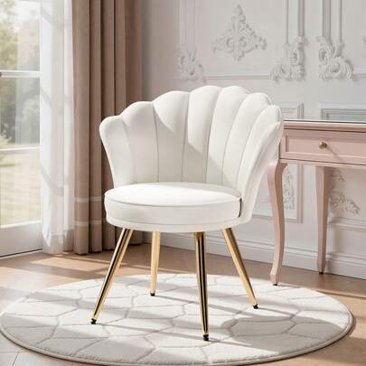 Nalupatio Sillas de comedor de terciopelo • Sillón con respaldo y reposabrazos • Silla de tocador • Sillón tapizado elegante • Silla decorativa con patas metálicas doradas