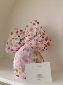 1片彩色波点薄纱面料，浪漫氛围礼品包装，DIY花束，摄影装饰，婚礼礼盒，伴手礼包装丝带 - 彩色 - 查看 11