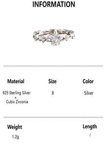 1 件 S925 纯银空心星五角星方晶锆石封闭式戒指，精致时尚的闪亮钻石设计戒指，送给女性朋友的绝佳礼物