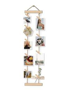 一套 15.8*27.6 英寸照片相框拼贴墙饰 - 30/15 个夹子和可调节挂绳，可展示多张照片 - 北欧风格照片墙系统 - 圣诞节纪念板、节日家居装饰、新年照片拼贴、适合拍照的墙面艺术、冬季北欧风装饰（不含灯饰） - 彩色 - 查看 10