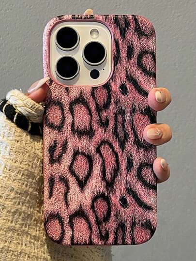 Cheetah,Leopard Print 1pc Leopard Print Half-Wrapped Leather Phone Case, Compatible With IPhone 17 Pro Max, High-End 16, 15 Pro, 14, 13, 12, 11, Anti-Fall Protection