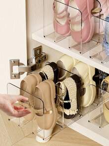 1pc Acrylic Shoe Rack, Space-Saving Vertical Shoe Organizer Stand For Kids, Transparent Shoe Storage Shelf For Entryway - Multicolor - View 6