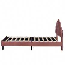 Upholstered Children's Bed 90 X 200 Cm, Bed Frame With Flower-Shaped Headboard And Slatted Base, Teen Girl's Bed In Skin-Friendly Velvet Fabric, Guest Bed (Color: Bean Red) - 西瓜粉 - 查看 6