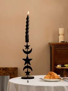 Mond- und Stern-Dekorationskerzenhalter, geeignet für Stabkerzen, Metallmaterial, minimalistischer Stil, kreatives Design, Kerzenlicht-Dinner-Requisite, Heimdekoration, geeignet für die Dekoration in Hotels, Wohnzimmern, Räumen, Esszimmern, Tischplatten, Schlafzimmern, Festen und Partys, auch eine hervorragende Geschenkwahl, einschließlich Einschulungsgeschenke, Souvenirs, Feiertagsgeschenke, Geschenke für Freunde und Familie