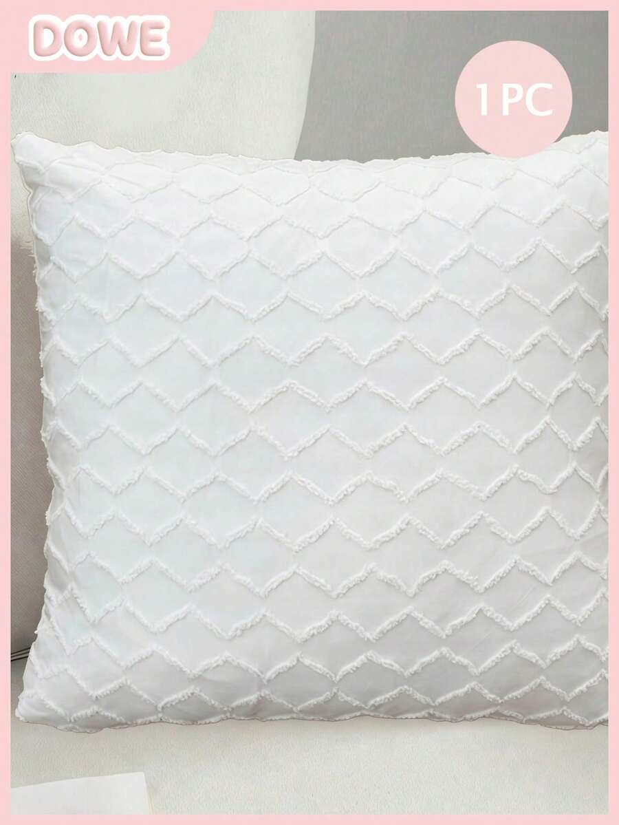 1pc 3D Floral Pattern Pillowcase (Pillow Insert Not Included), Lightweight & Breathable, Soft & Comfortable, Bedroom Decor, Living Room Sofa Decor - White - View 1