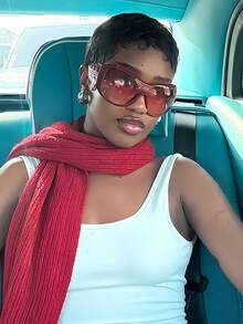 1pc Oversized Red Frame Fashion Glasses, Fashion Eyewear For Women - Red - View 2