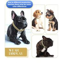 Luxury Diamond Dog Collar, Stainless Steel Metal Chain With Decorative Lock For Walking, Adjustable Pet Jewelry Accessory (Recommend Choosing A Size Up For Comfort) - Gold - View 11