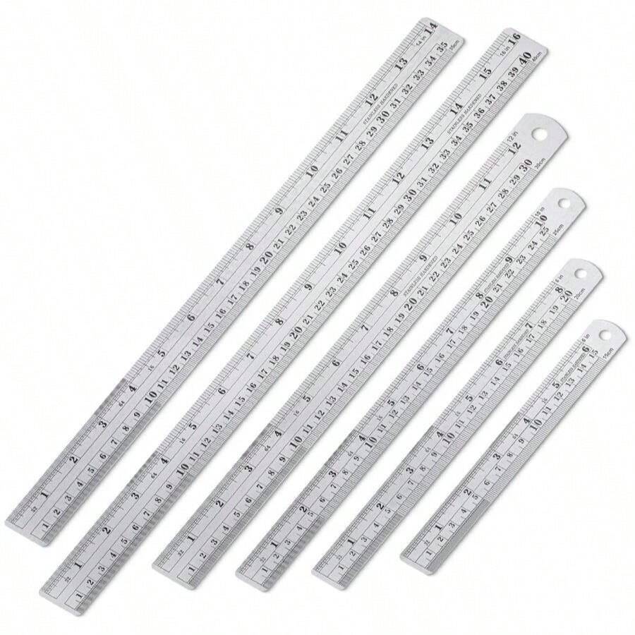 Mr Pen Steel Rulers, 6, 8, 12, 14 Inch Metal Rulers, Pack Of 4 - ColorD - View 1