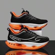 Giày chạy bộ mới, nhẹ, đế mềm, có đệm, giảm sốc, chống trượt, nút xoay bền chắc, giày chạy đua chuyên nghiệp, giày thể thao đế siêu mềm dành cho học sinh. - 9819 Đen Cam - Xem 5