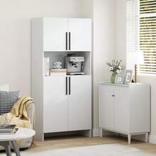 Kitchen Cabinet, Pantry Cabinet For Kitchen, Living Room, Dining Room, Cabinets, Shelves, Microwave Shelf, Chipboard, White - White - View 6