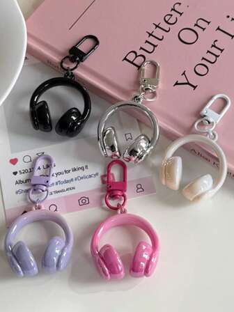 3pcs (Random Color) Minimalist Personalized 3D Earbud Pendant, Cute Style DIY Phone Strap, Keychain, Earbud Case Charm, Student Backpack Decoration