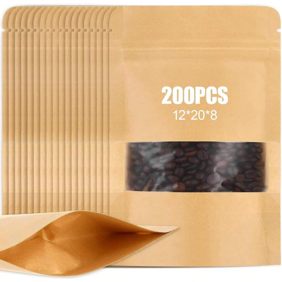 Bolsas Hermeticas de 200 Piezas,Bolsas Pouch con Ventana y Cierre Hermético Cremallera, Resellables para Dulces,Accesorios, Aperitivos, Joyería Más - Blanco - Ver 1