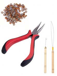 100件套接发套装，3件套珠子工具钳，微纳米环珠子接发或羽毛接发的开启和拆卸工具 - 彩色 - 查看 17