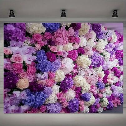 2D Flat Banner 1pc Vibrant Floral Wedding Backdrop - Machine-Washable Polyester Fabric, Suitable For Autumn And Winter Holidays, No Power Required, Seasonal Home Decor | Floral Tapestry Design | Durable Tapestry, Wedding Flowers
